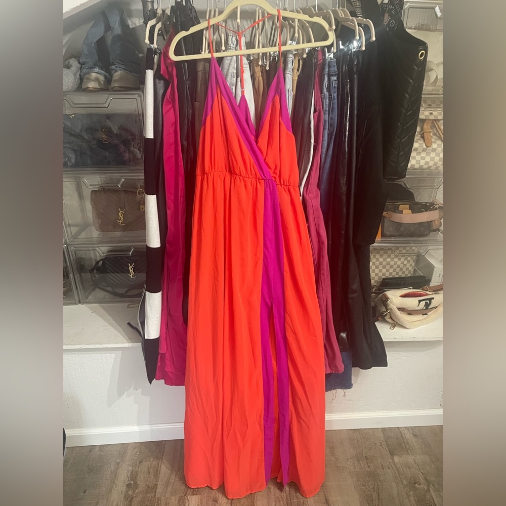 Orange and pink lulus maxi dress - size small with tags